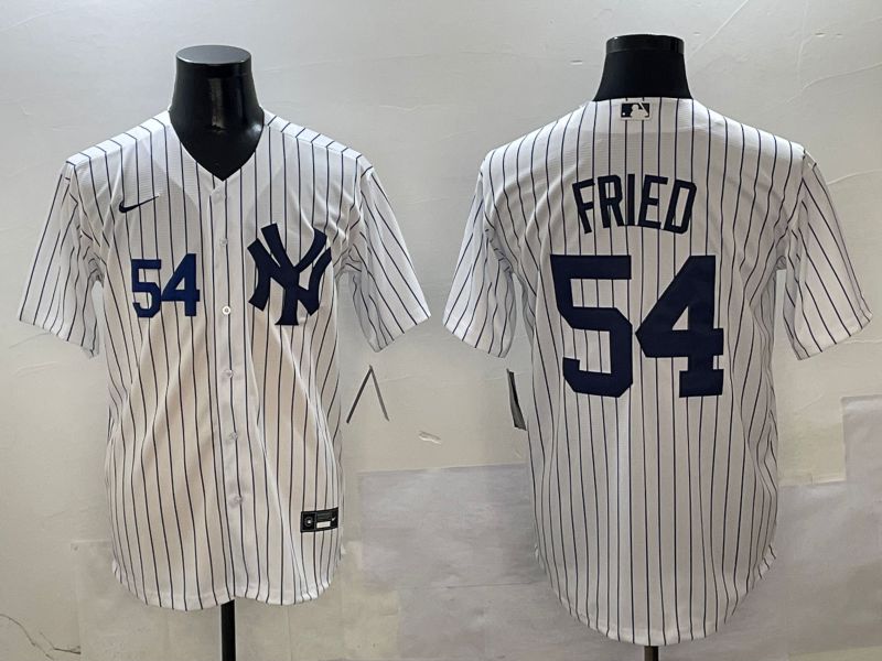 Men New York Yankees #54 Fried White Stripe Game Nike 2025 MLB Jersey style 3->new york yankees->MLB Jersey